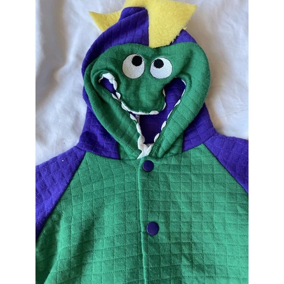 VTG BABY GRO KAPART Romper Sleeper Small Green Purple Dinosaur Alligator 0-3 mo - Picture 4 of 9